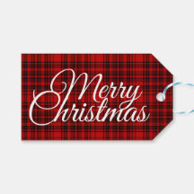 Feliz Navidad Cuadro de Tartán Negro Rojo Blanco L