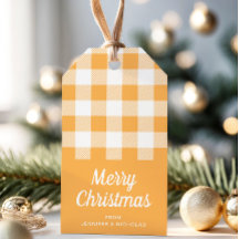 Feliz Navidad de Cuadros Naranja Moderno
