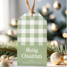 Feliz Navidad de Cuadros Verde Salvia Rústico