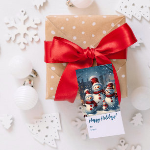 Etiquetas Para Regalos Feliz Navidad de la familia Snowman