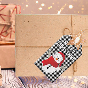 Etiquetas Para Regalos Feliz Navidad Diversión Snowman Personalizado Blac