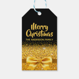 Etiquetas Para Regalos Feliz Navidad dorado negro nombre del arco