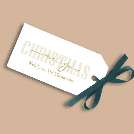Etiquetas Para Regalos Feliz Navidad Escritura Caligráfica Dorada Simple