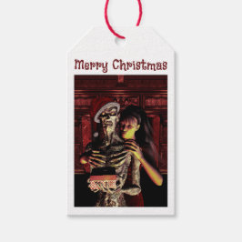 Etiquetas Para Regalos Feliz Navidad. Esqueleto divertido con mujer