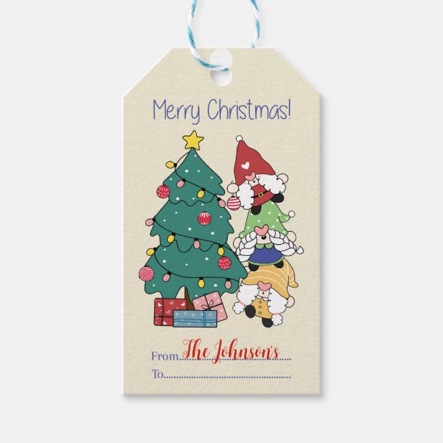 Etiquetas Para Regalos Feliz Navidad Gnomes (Anverso)