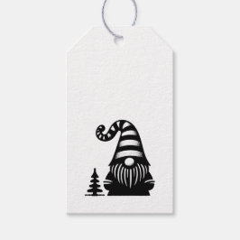 Etiquetas Para Regalos Feliz Navidad Gnomo Grunge Chic Negro & Blanco