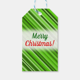 Etiquetas Para Regalos "¡Feliz Navidad!" + Green Lines/Stripes Pattern