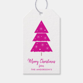 Etiquetas Para Regalos Feliz Navidad Hot Pink Christmas Tree Snowflakes