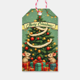 Etiquetas Para Regalos Feliz Navidad Lindos Ratones Felices Árbol Victori
