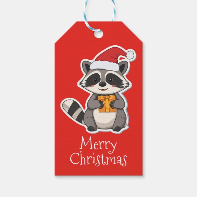 Etiquetas Para Regalos Feliz Navidad Mapache (Anverso)