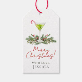 Etiquetas Para Regalos Feliz Navidad Martini de Caña de Caramelo y Muérda