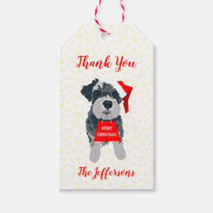 Etiquetas Para Regalos Feliz Navidad Mini Schnauzer Dog Santa Hat