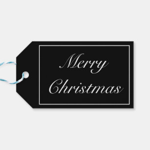 Etiquetas Para Regalos Feliz Navidad Minimalista blanco negro moderno