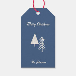 Etiquetas Para Regalos Feliz Navidad Mínimo Árbol de Navidad Azul
