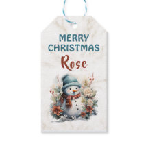 Feliz Navidad Muñeco de Nieve Acuarela