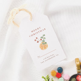 Etiquetas Para Regalos Feliz Navidad Naranja botánico Hygge
