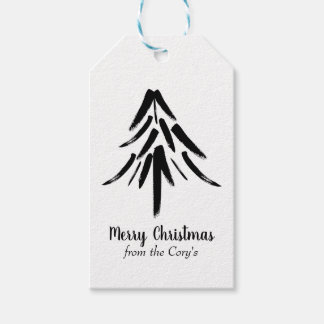 Etiquetas Para Regalos Feliz Navidad Negro y Blanco Minimalista