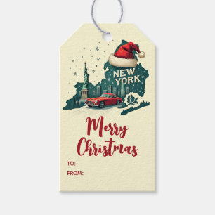 Etiquetas Para Regalos Feliz Navidad Nueva York Feriado Retro