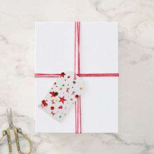 Etiquetas Para Regalos Feliz Navidad, ornamentos rojos mezclados con text