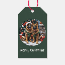 Etiquetas Para Regalos Feliz Navidad Pastor Alemán de Pastores