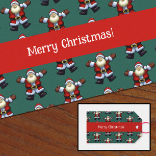Etiquetas Para Regalos Feliz Navidad! Patrón de navidad feliz Papá Noel