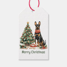 Etiquetas Para Regalos Feliz Navidad Perros Dobermann