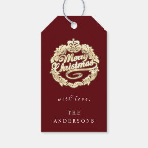 Etiquetas Para Regalos Feliz Navidad Por Nombrar A Wreath Royal Burgundy