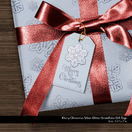 Etiquetas Para Regalos Feliz Navidad Purpurina Plata Snowflake