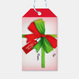 Etiquetas Para Regalos Feliz Navidad Red y Green Gift con Bow