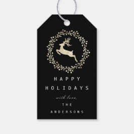 Etiquetas Para Regalos Feliz navidad reno Champaigne oro negro