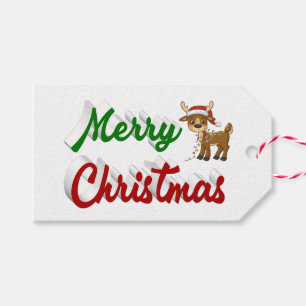 Etiquetas Para Regalos Feliz Navidad Resto del reno rojo guión verde