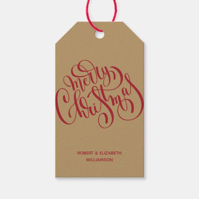 Etiquetas Para Regalos Feliz Navidad Rojo Dorado Fiesta (Anverso)