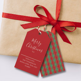 Etiquetas Para Regalos Feliz Navidad Rojo Verde Clásico Cuadros Fiesta