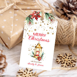 Etiquetas Para Regalos Feliz Navidad rústico acuarela dorada