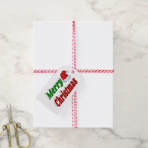Etiquetas Para Regalos Feliz Navidad Santa Hat rojo tipografía verde