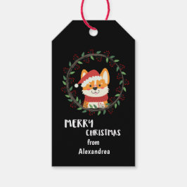 Etiquetas Para Regalos Feliz Navidad Santa Puppy Dog Personalizado