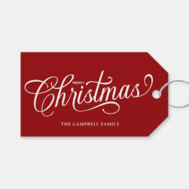 Etiquetas Para Regalos Feliz Navidad Script Deep Red