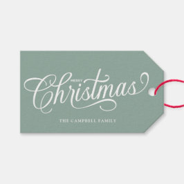 Etiquetas Para Regalos Feliz Navidad Script Sage Verde