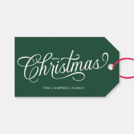 Etiquetas Para Regalos Feliz Navidad Script Verde Bosque