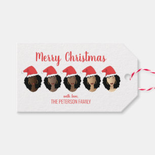 Etiquetas Para Regalos Feliz Navidad, tonos de melanina, mujeres negras