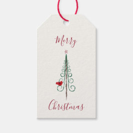 Etiquetas Para Regalos Feliz Navidad - Verde Rojo árbol de Navidad modern