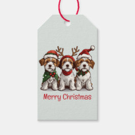 Etiquetas Para Regalos Feliz Navidad Welsh Wire Fox Terrier Dogs