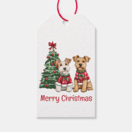Etiquetas Para Regalos Feliz Navidad Welsh Wire Fox Terrier Dogs