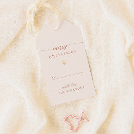 Etiquetas Para Regalos Feliz Navidad y feriado con crema de corazón