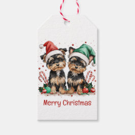 Etiquetas Para Regalos Feliz Navidad Yorkshire Terrier Dogs