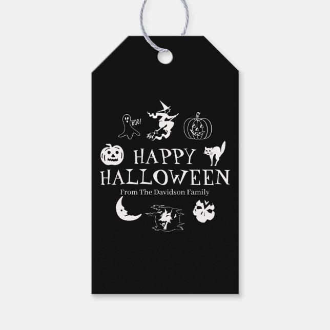 Etiquetas Para Regalos Feliz nombre personalizado de Halloween espeluznan (Anverso)