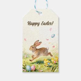Etiquetas Para Regalos Feliz Pascua Conejo Vintage Ilustración de Primave