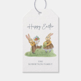 Etiquetas Para Regalos Feliz Pascua, Conejos Lindos, Acuarela Pascua