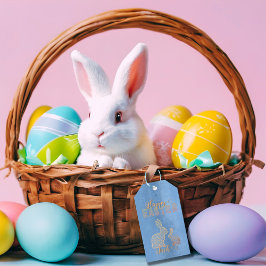 Etiquetas Para Regalos Feliz Pascua - conejos punteados