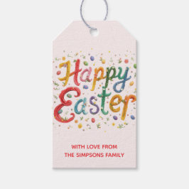 Etiquetas Para Regalos Feliz Pascua Floral Colorido con Estilo